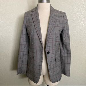 NWOT H & M Grey Check Plaid Single Button Blazer Size 6
